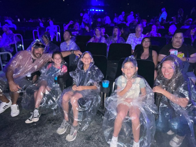 Family attending Blue Man Group show in Las Vegas