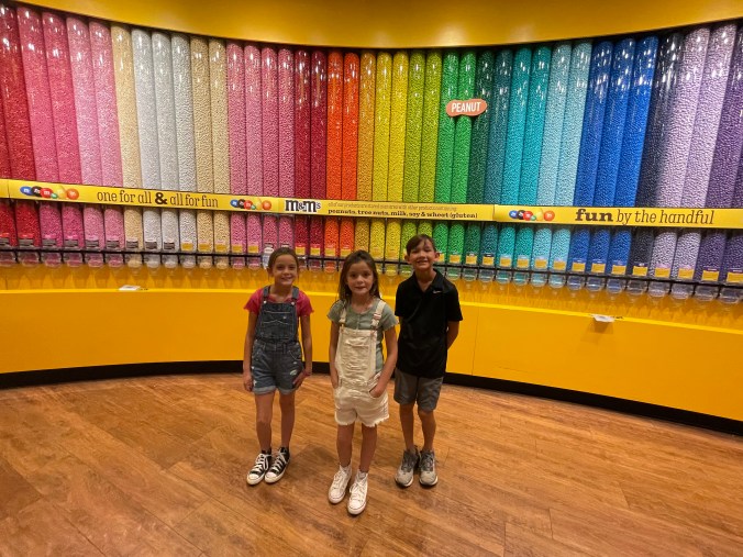 Kids visiting M&M’s World in Las Vegas on the Strip