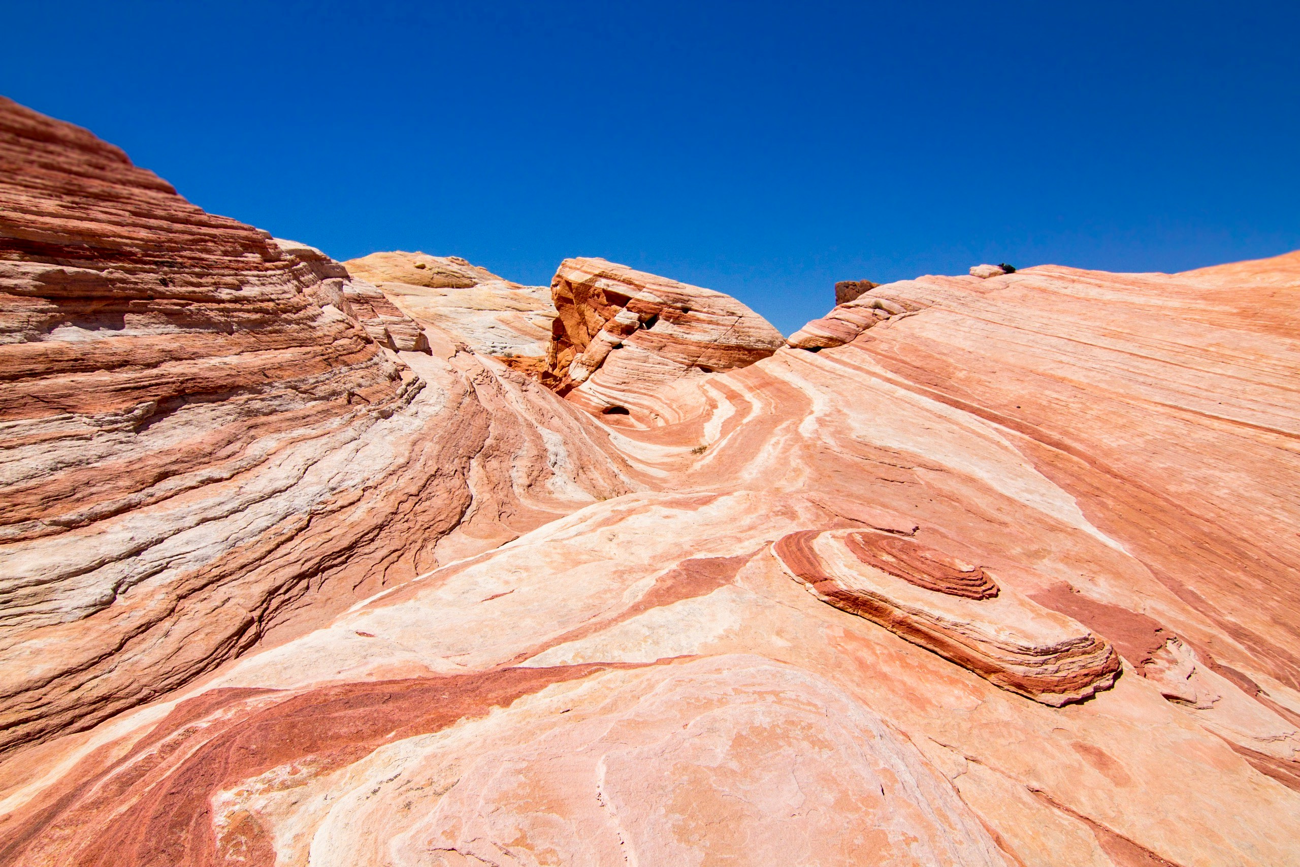 Colorful layered rock formations at Valley of Fire State Park