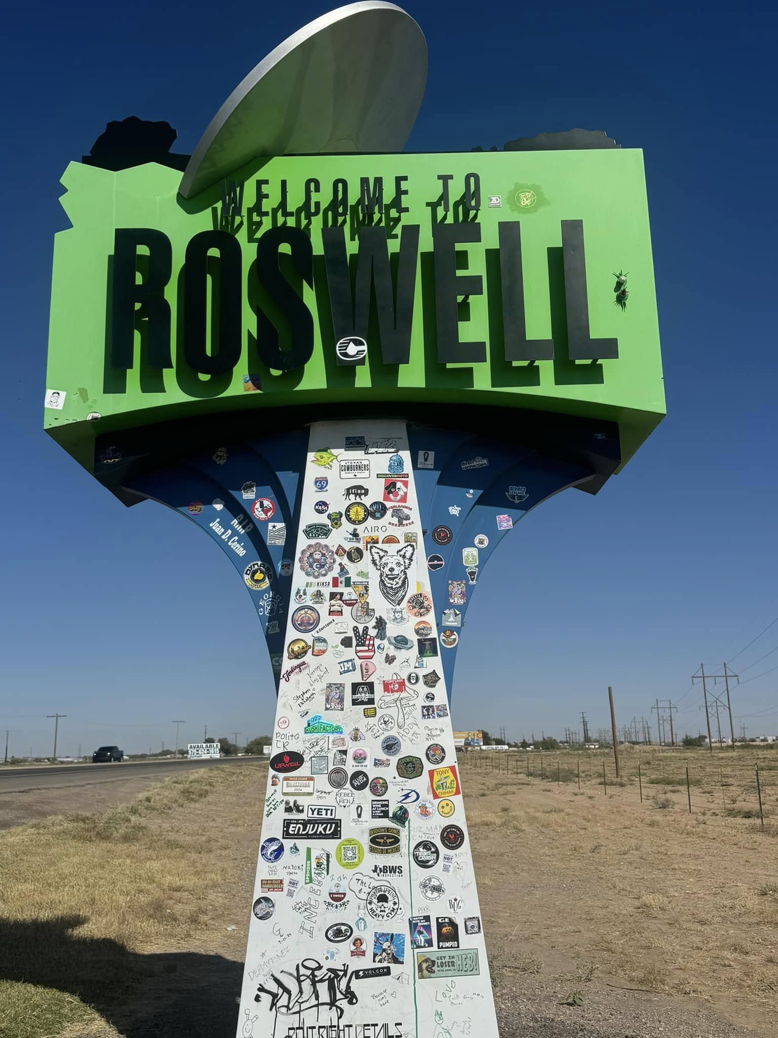 Welcome to Roswell sign in New Mexico during a Southwest family road trip
