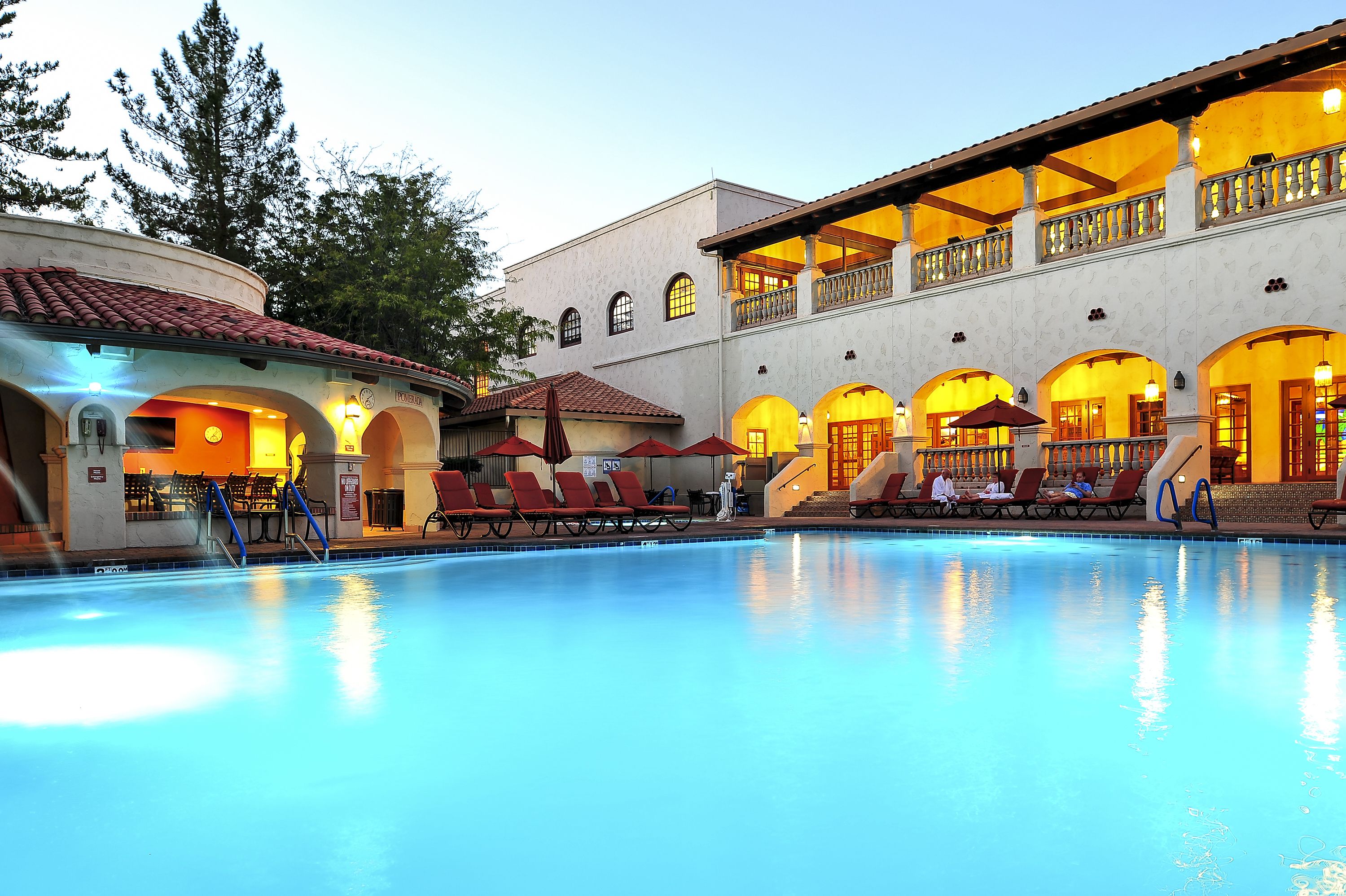 Pool at Los Abrigados Resort and Spa Sedona Arizona at night