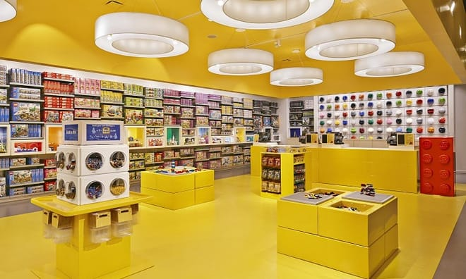 Inside LEGO Store Chicago downtown family shopping attraction