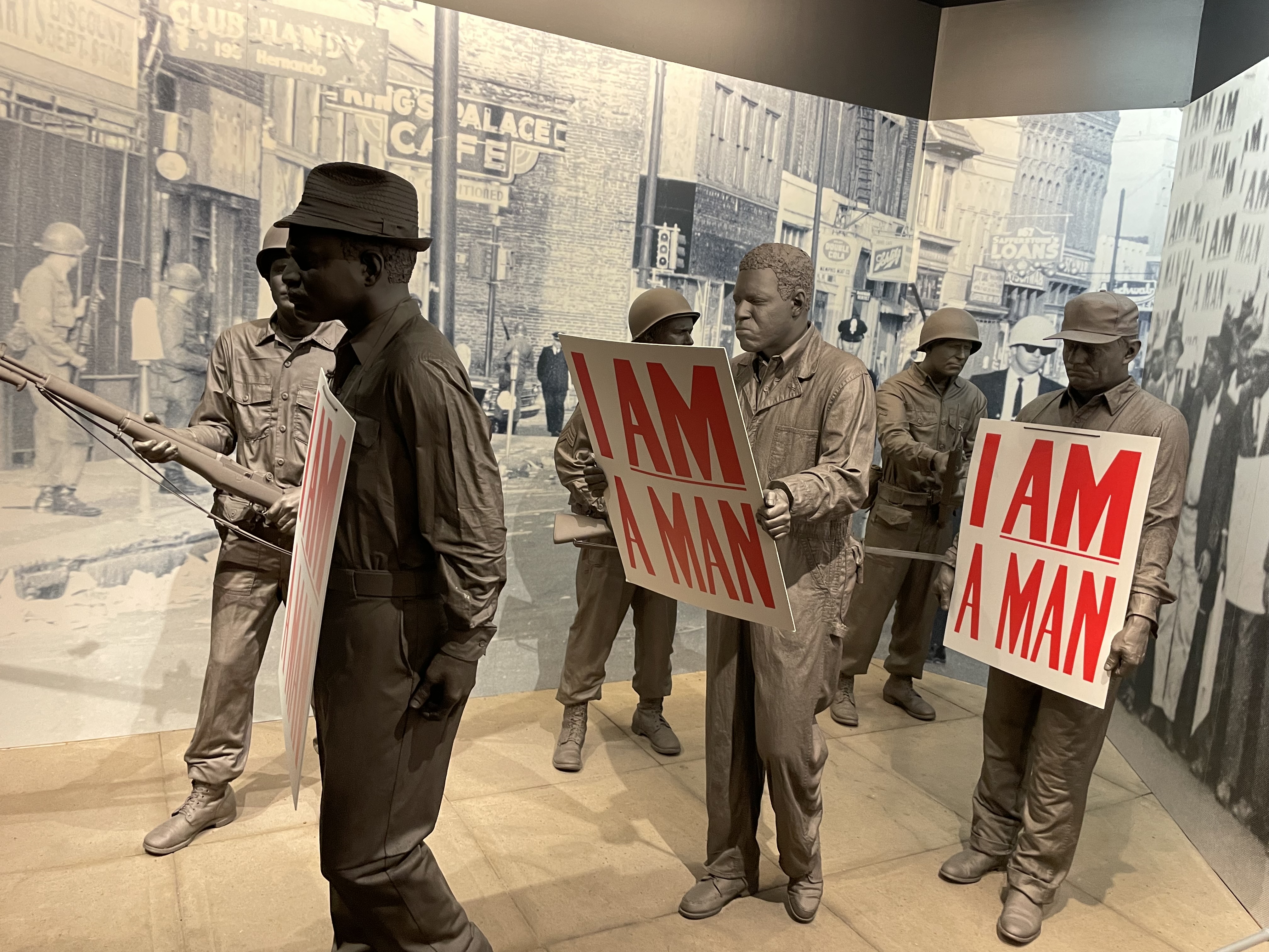 I AM A MAN civil rights exhibit inside the National Civil Rights Museum in Memphis Tennessee