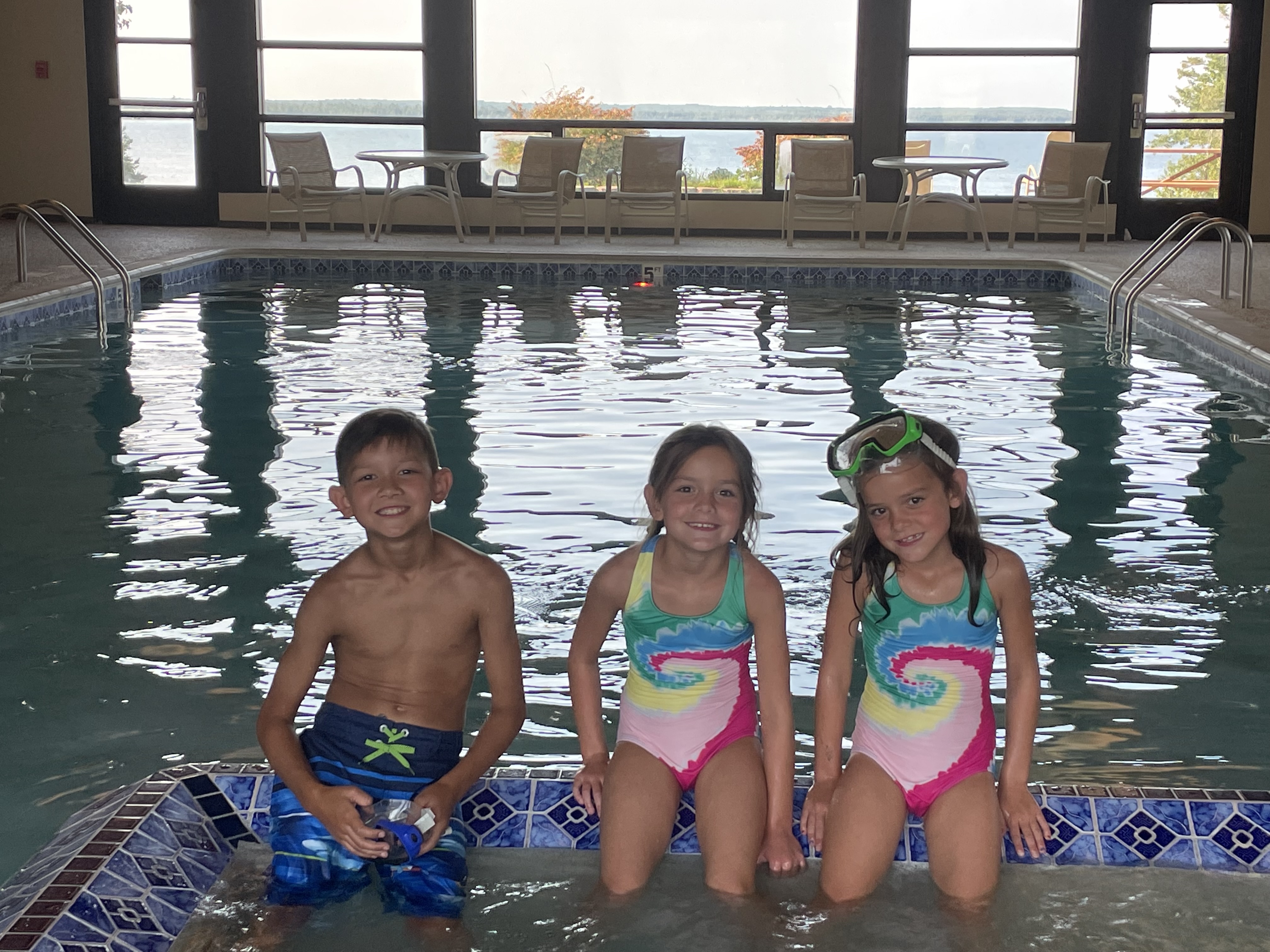 Kids swimming in the indoor pool at Kewadin Casino Hotel in St Ignace Michigan