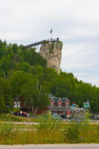 Castle Rock overlook near St. Ignace Michigan viewed from the roadside