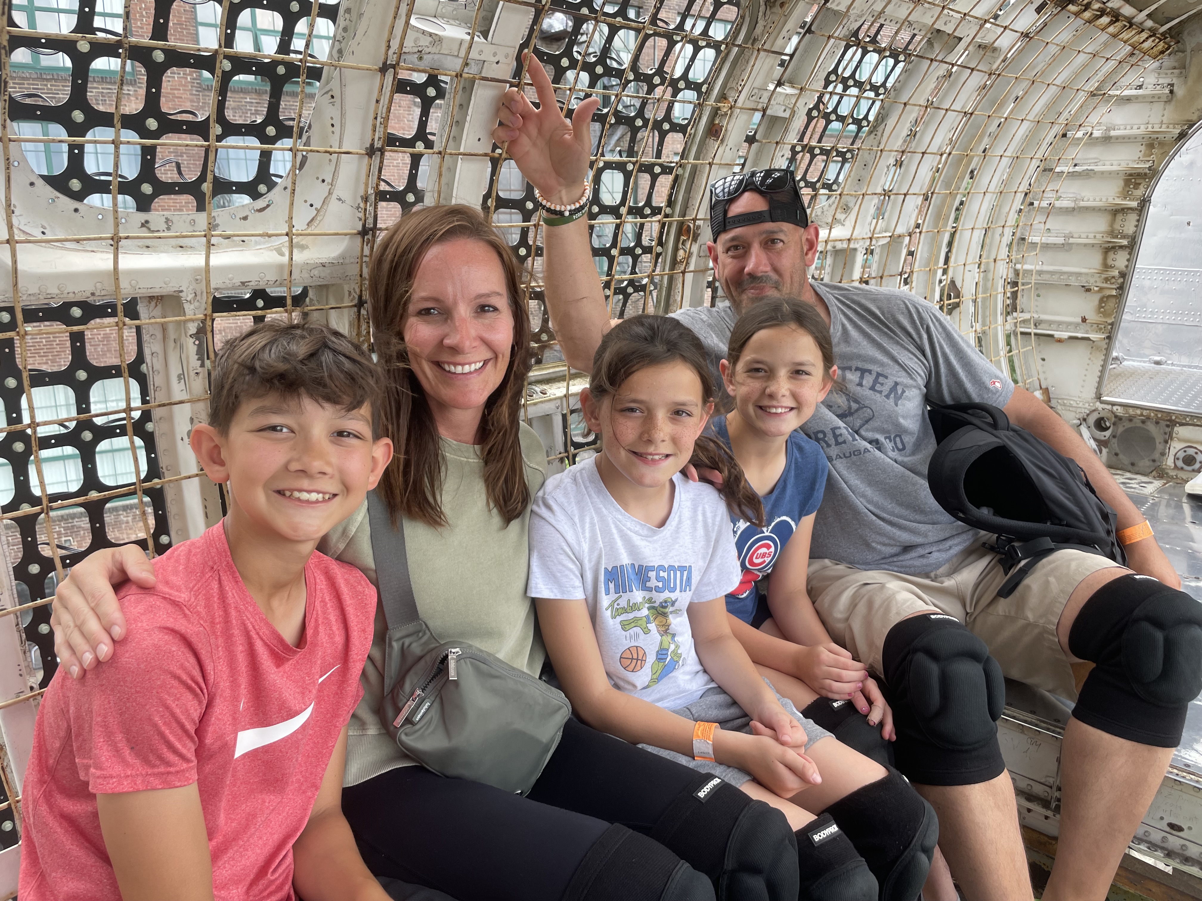 Family inside the airplane exhibit at City Museum in St. Louis Missouri