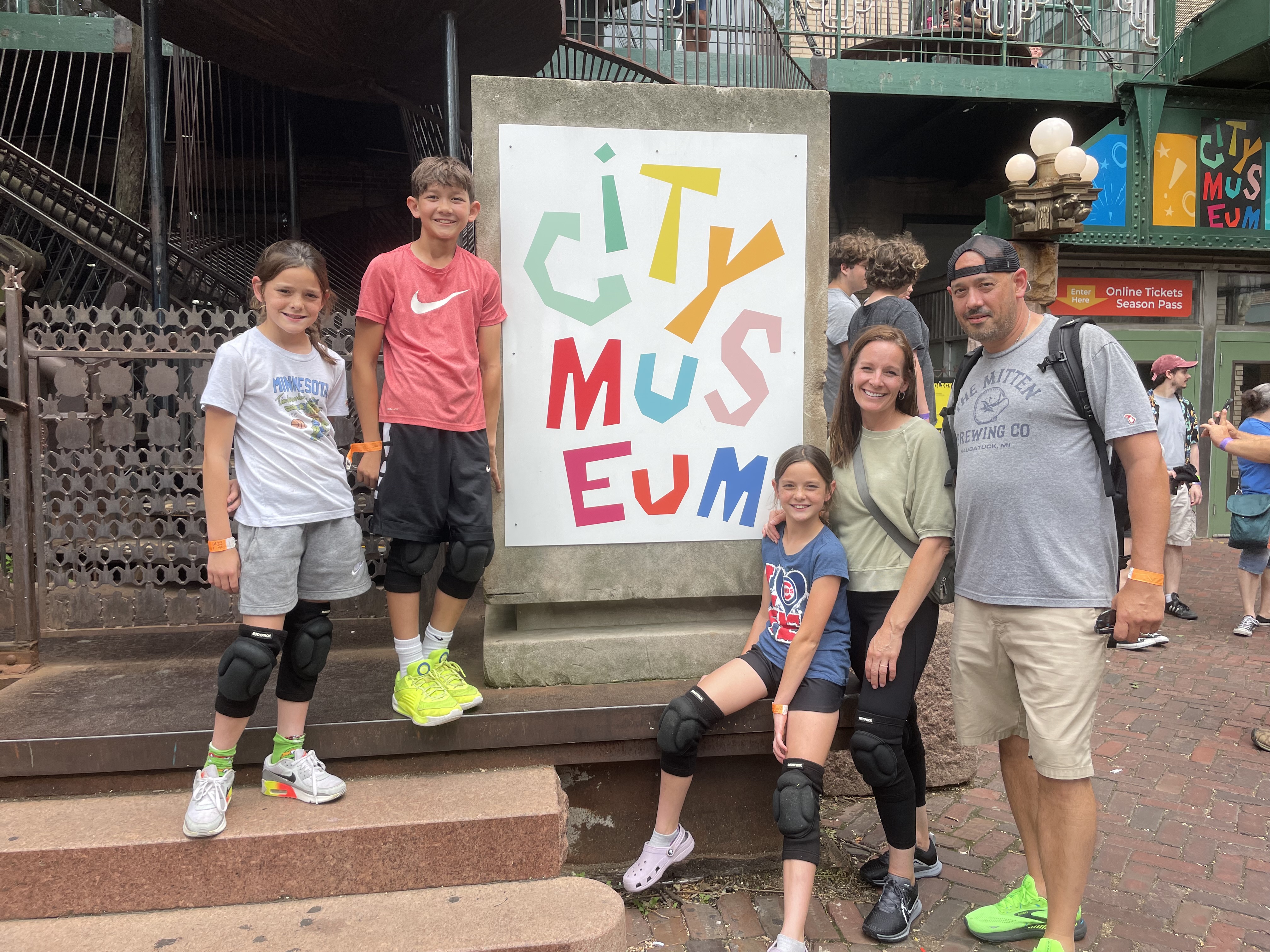 Family standing outside City Museum in St. Louis Missouri